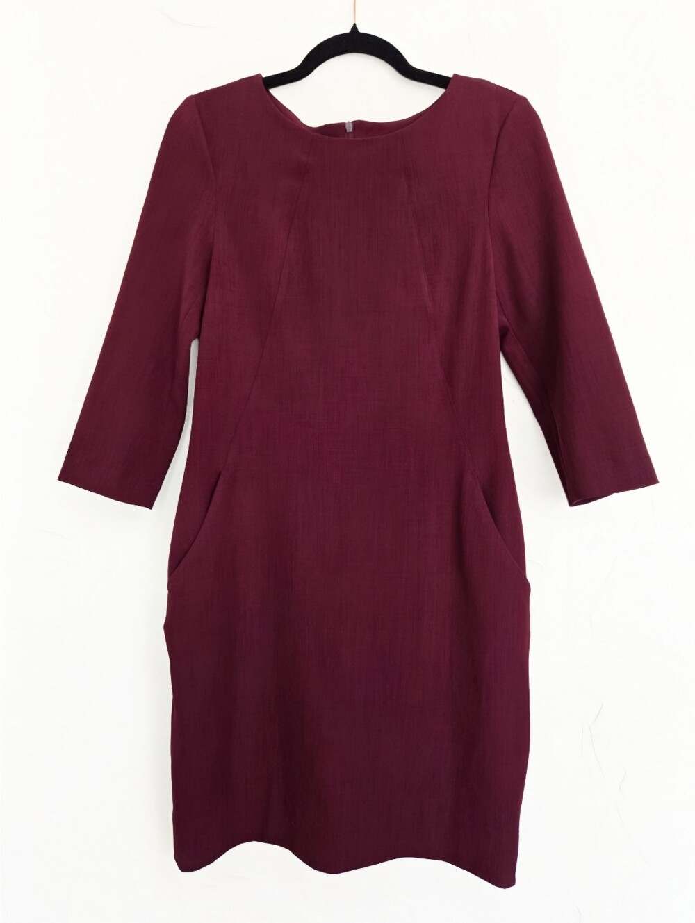 MM Lafleur Maroon Classic Structured 3/4 Sleeve Dress, 4